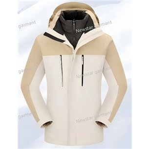 Style: 79817  Man and Woman CONTRAST COLOR WITH BLACK DOWN INNER, 3 IN 1 OUTDOOR JACKET, GRAPHENE AOP INNER TO KEEP WARM